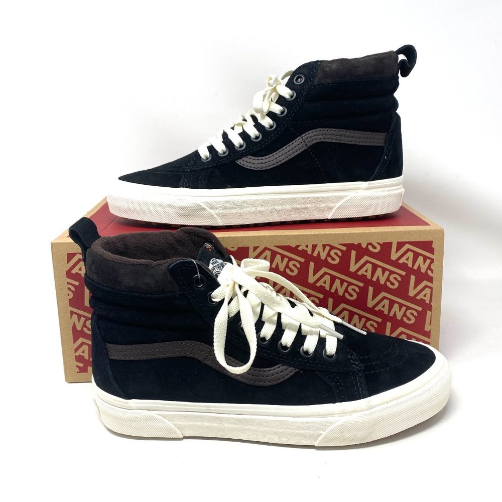 VANS Women's VN0A4BV7V3Z1 Sk8-Hi Mte Suede Black Dark Chocolate Canvas Size 7 - Picture 3 of 10
